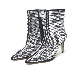 Nine West Mitten Black Studded Pointed Toe Ankle Booties 6M